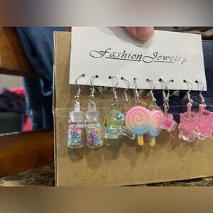 Fashion earrings  5 pairs Lollipop, star, boba drink